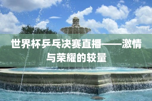 世界杯乒乓决赛直播——激情与荣耀的较量