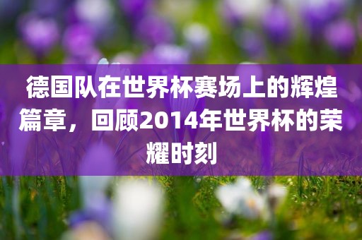 德国队在世界杯赛场上的辉煌篇章，回顾2014年世界杯的荣耀时刻