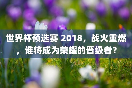 世界杯预选赛 2018，战火重燃，谁将成为荣耀的晋级者？