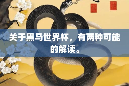 关于黑马世界杯，有两种可能的解读。