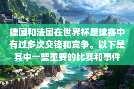 德国和法国在世界杯足球赛中有过多次交锋和竞争。以下是其中一些重要的比赛和事件