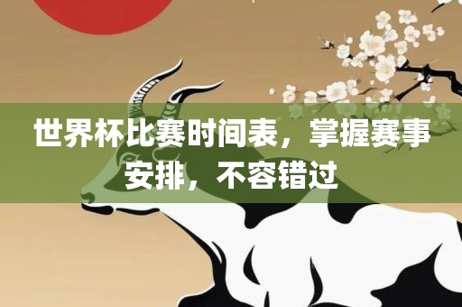 世界杯比赛时间表，掌握赛事安排，不容错过