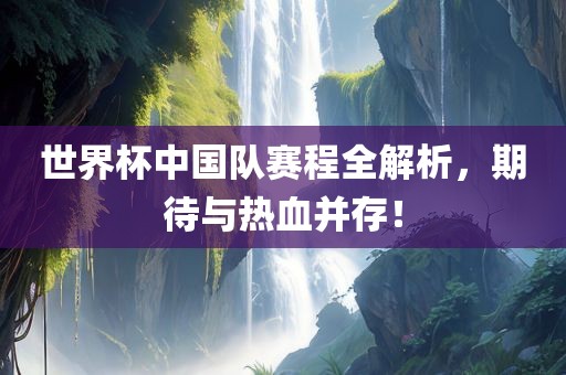 世界杯中国队赛程全解析，期待与热血并存！