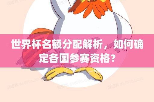 世界杯名额分配解析，如何确定各国参赛资格？