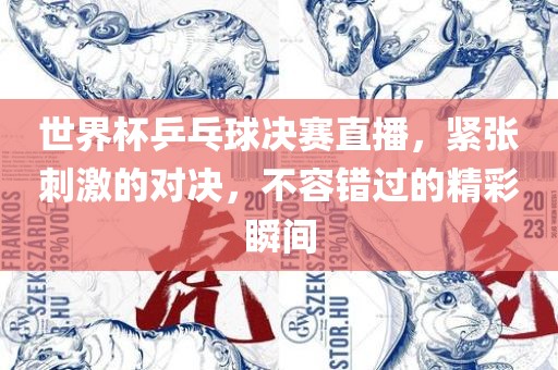 世界杯乒乓球决赛直播，紧张刺激的对决，不容错过的精彩瞬间