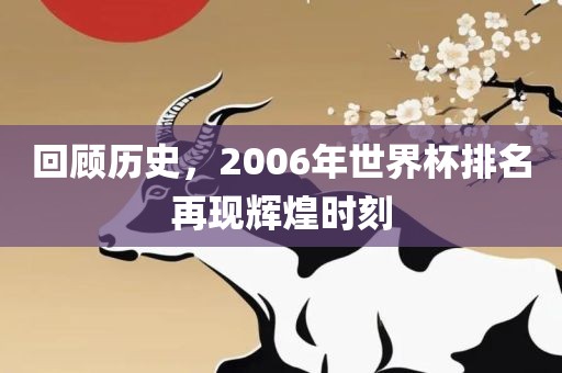 回顾历史，2006年世界杯排名再现辉煌时刻