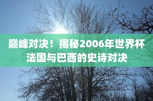 巅峰对决！揭秘2006年世界杯法国与巴西的史诗对决
