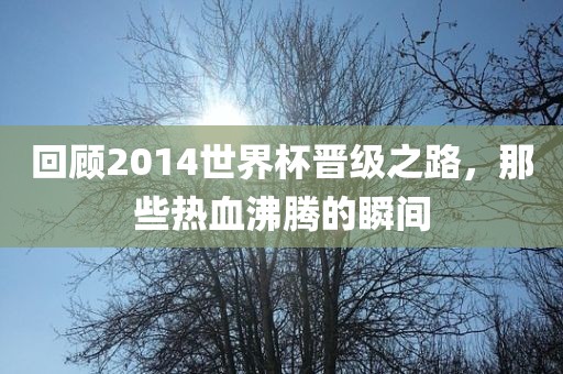 回顾2014世界杯晋级之路，那些热血沸腾的瞬间