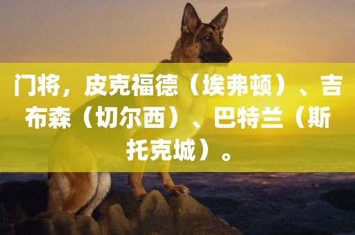 门将，皮克福德（埃弗顿）、吉布森（切尔西）、巴特兰（斯托克城）。