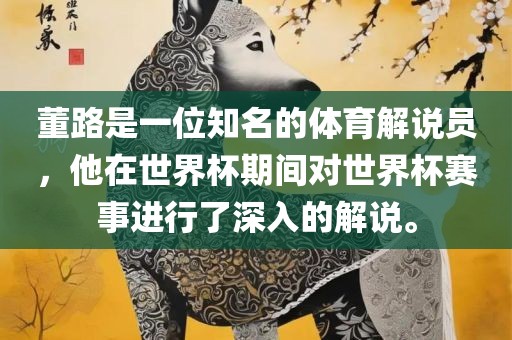 董路是一位知名的体育解说员，他在世界杯期间对世界杯赛事进行了深入的解说。