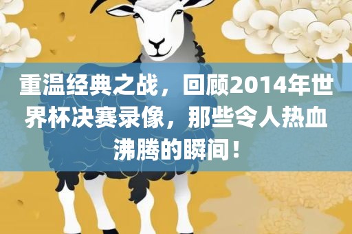 重温经典之战，回顾2014年世界杯决赛录像，那些令人热血沸腾的瞬间！