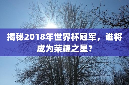 揭秘2018年世界杯冠军，谁将成为荣耀之星？