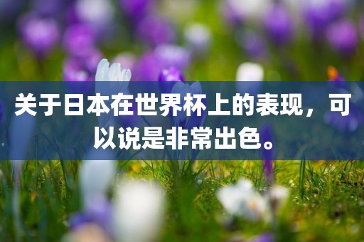 关于日本在世界杯上的表现，可以说是非常出色。